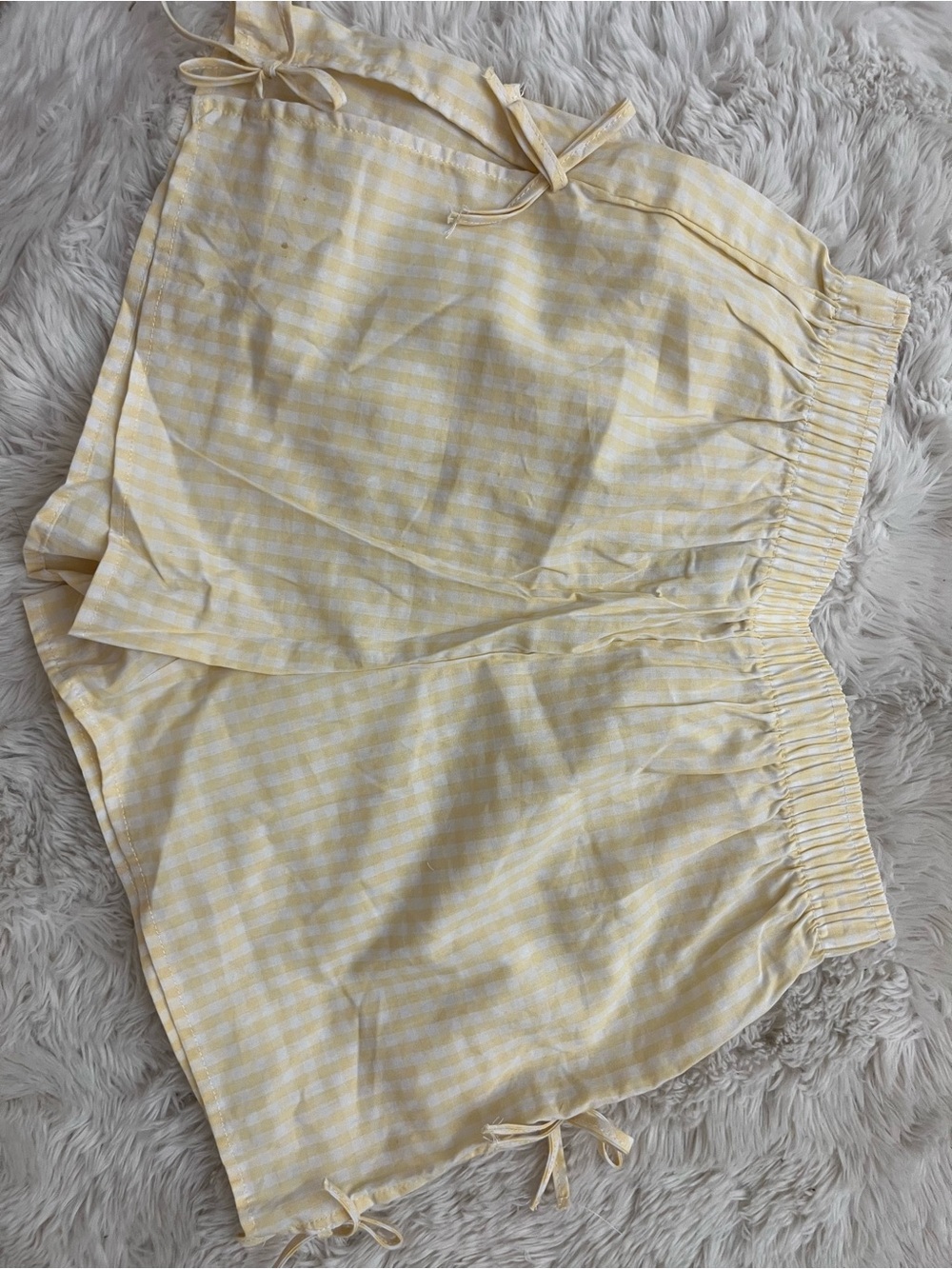 Lux Yellow Gingham Athletic Shorts with Side Ties